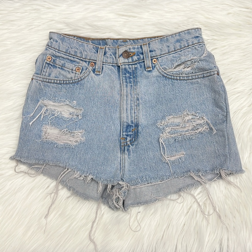 Vintage LEVI'S 521 Denim Cut Off Shorts Size 10